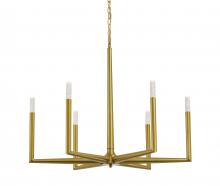 Bethel International Canada LA60C32BR - 6-Light Satin Brass Chandelier With Clear Bubble Crystal Shades